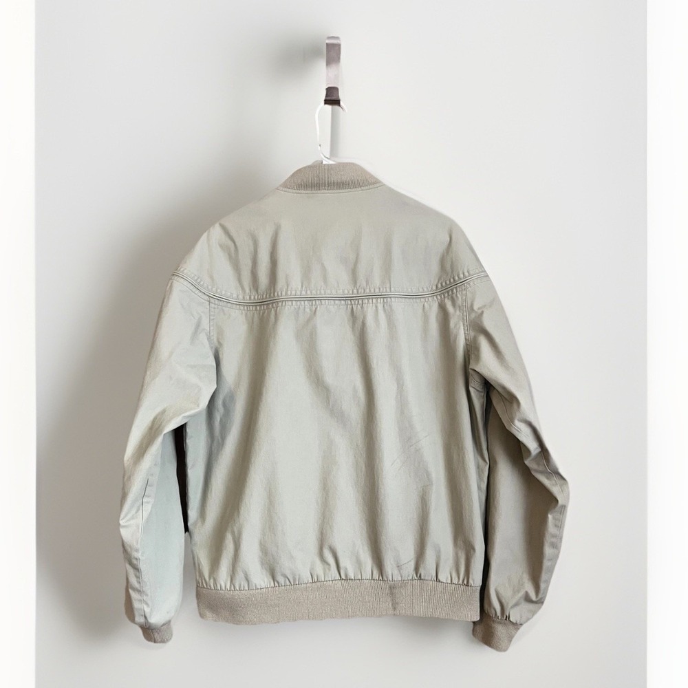 Par Four Jacket Mens‎ Medium Tall Beige Bomber Lined Zip Pockets Ribbed Hem - Picture 3 of 7